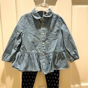 Ralph Lauren Denim Shirtdress & anchor leggings size 24Months